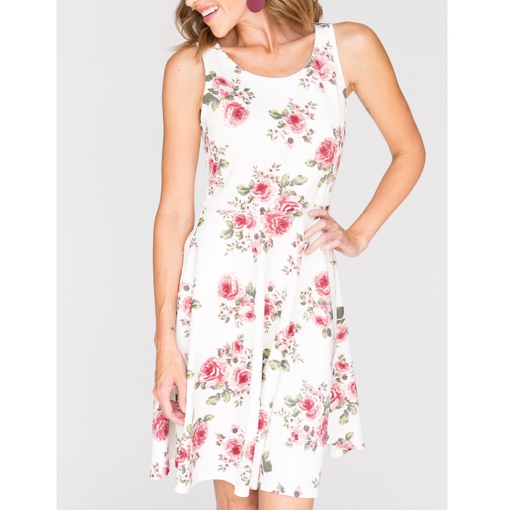 Ivory floral Fit & Flare Dress